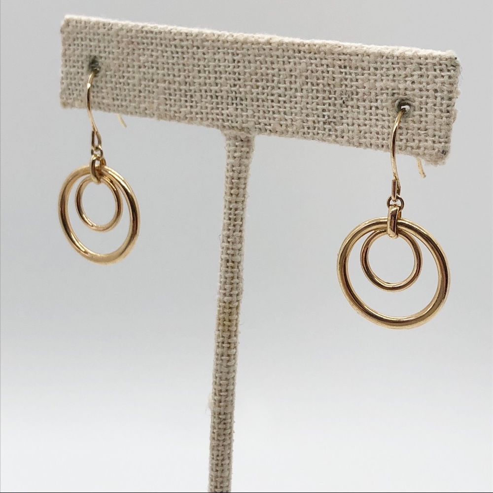 14k yellow gold circle dangle earrings